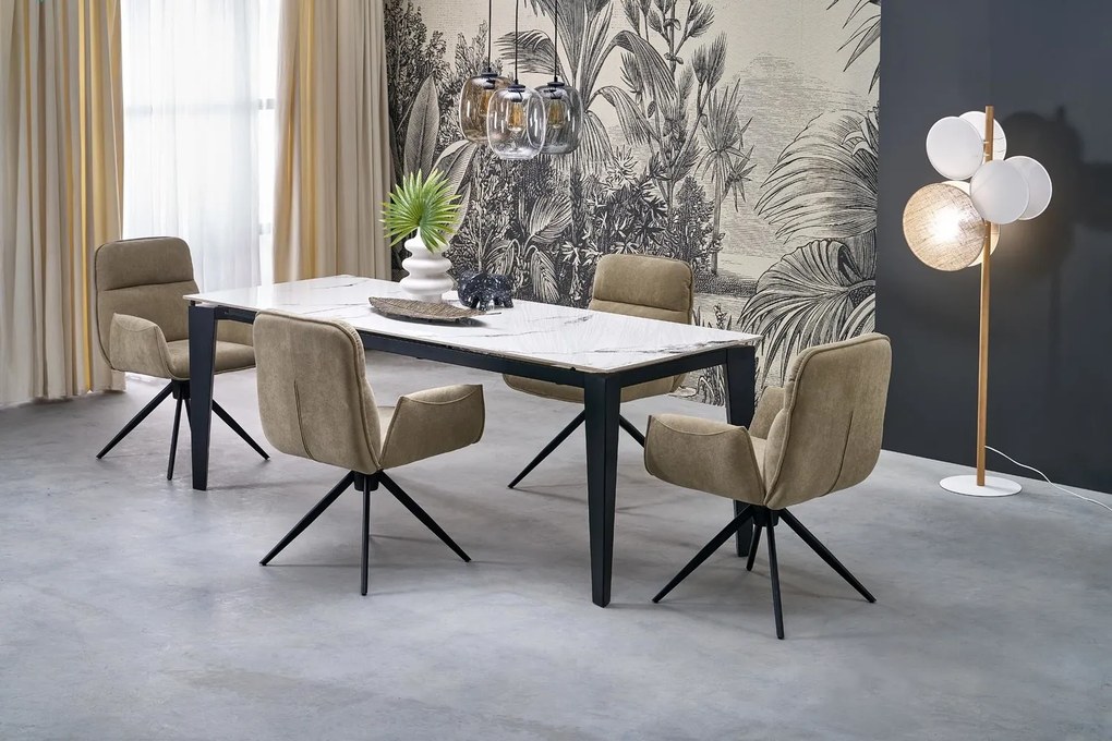 Tavolo Felix allungabile effetto marmo bianco e nero – 141-201x81x76 cm