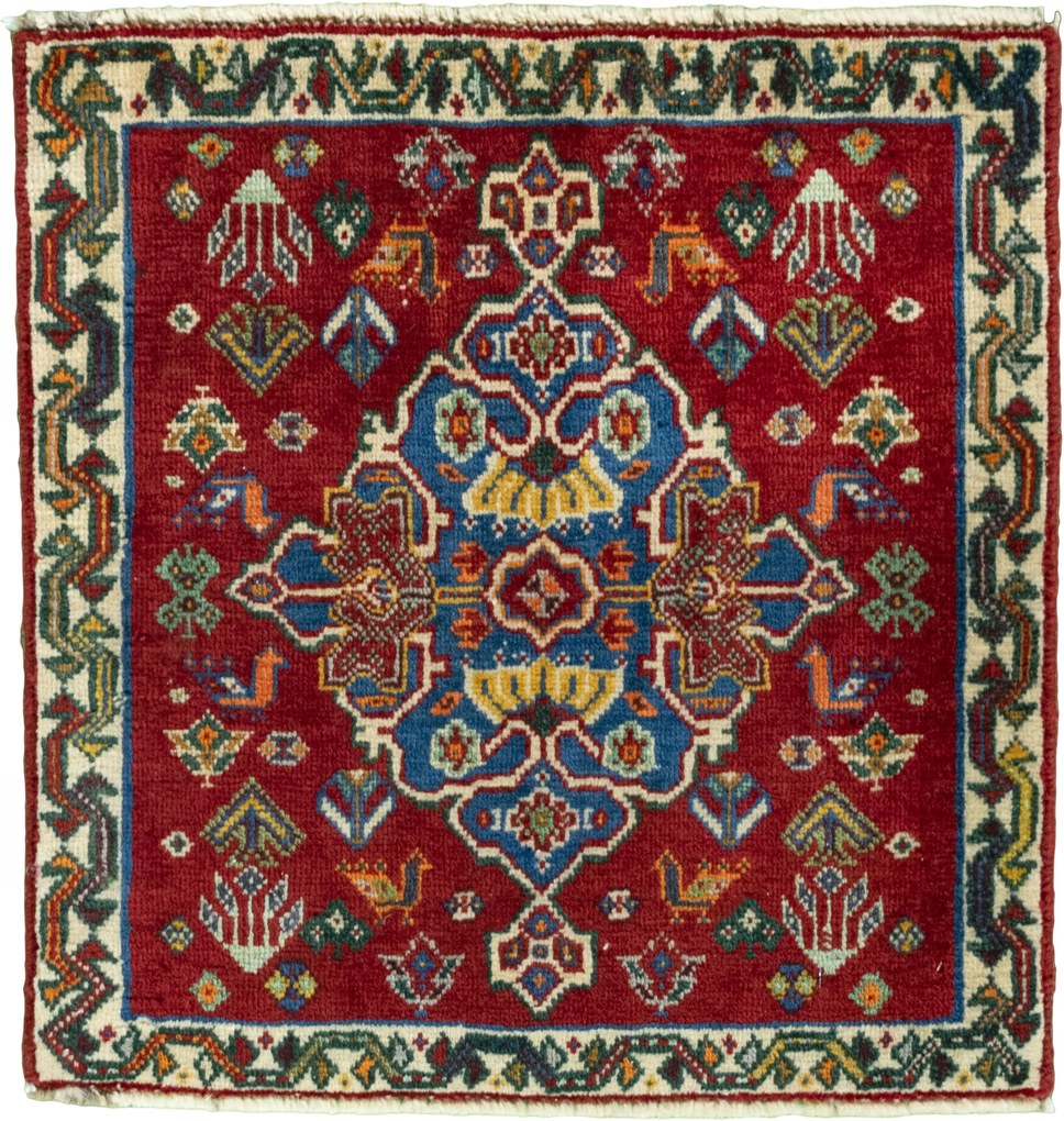 Shiraz Tappeto persiano 50x50 Rosso (Iran) Annodato A Mano