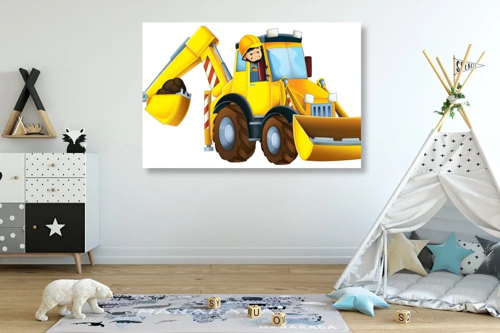 Quadro su tela – Escavatore per bambini