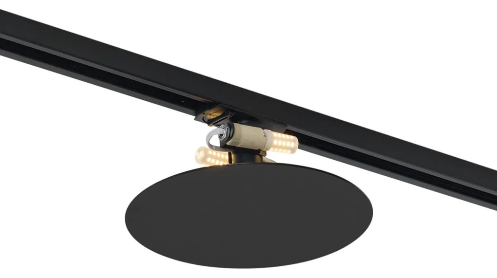 Plafoniera nera moderna per sistema a binario monofase a 2 luci - Iconic Pulley