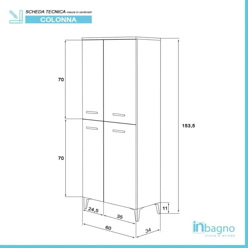 Armadio multiuso larice 153,5 cm con ante e ripiani regolabili Desya