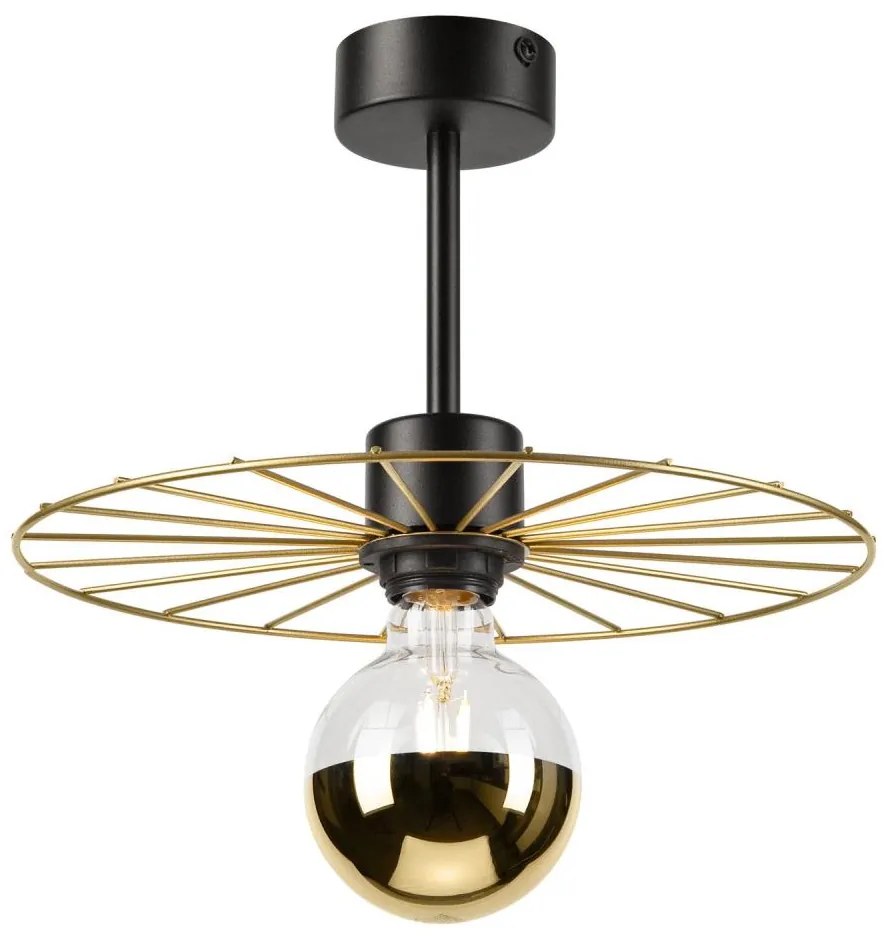 Lampadario a sospensione con supporto rigido MONTANA 1xE27/15W/230V diametro 30 cm oro/nero