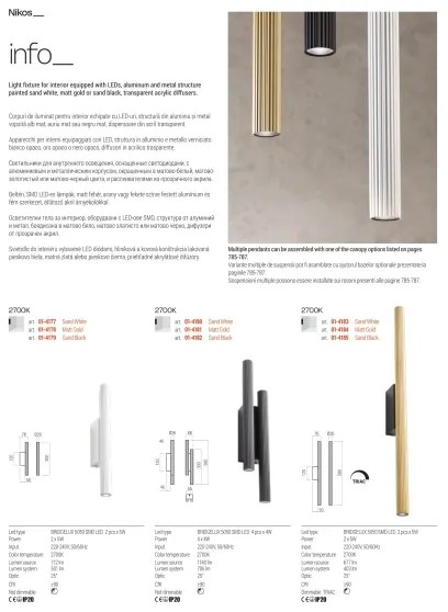 Redo 01-3861 - Lampadario LED a sospensione con cavo NIKOS LED/8W/230V CRI 90 Ø 6 cm nero