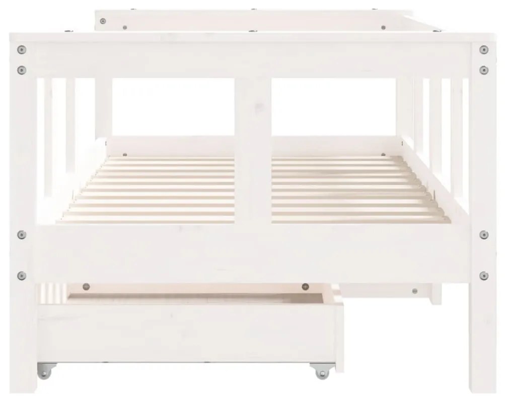Giroletto bambini con cassetti bianco 70x140cm massello di pino