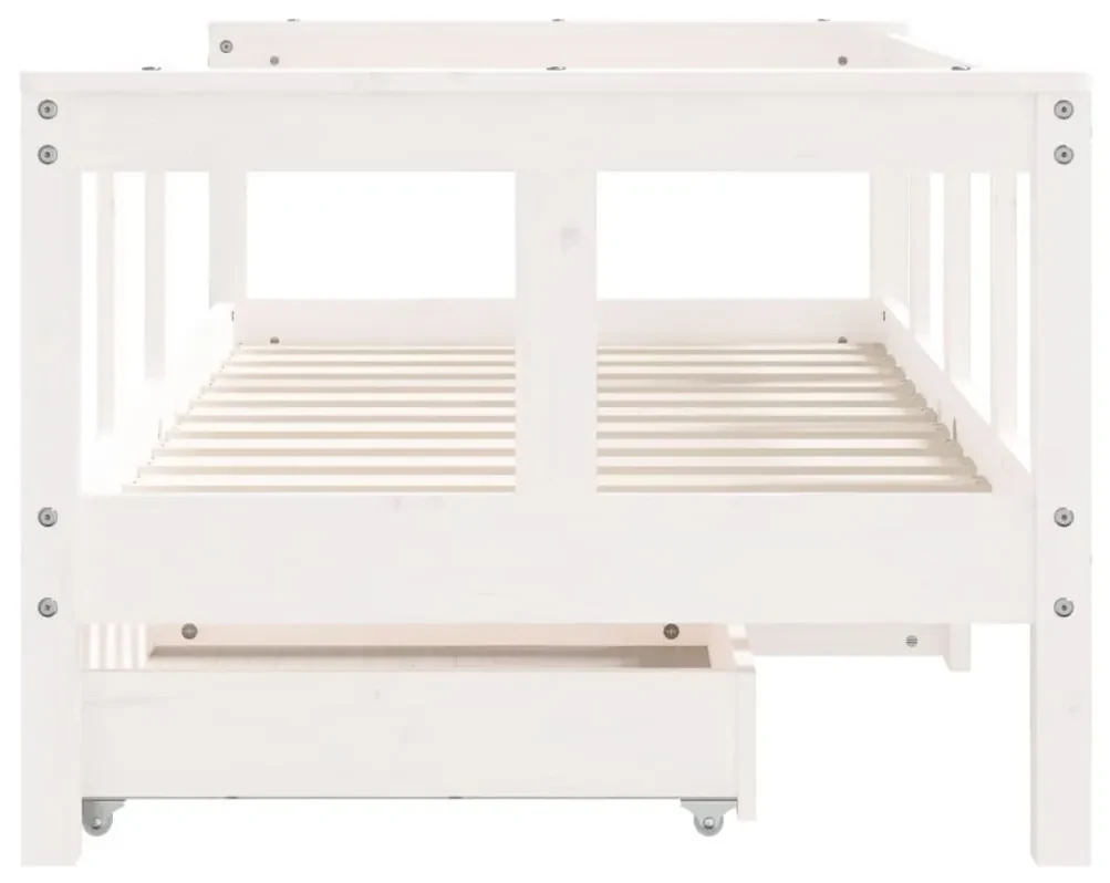 Giroletto bambini con cassetti bianco 70x140cm massello di pino