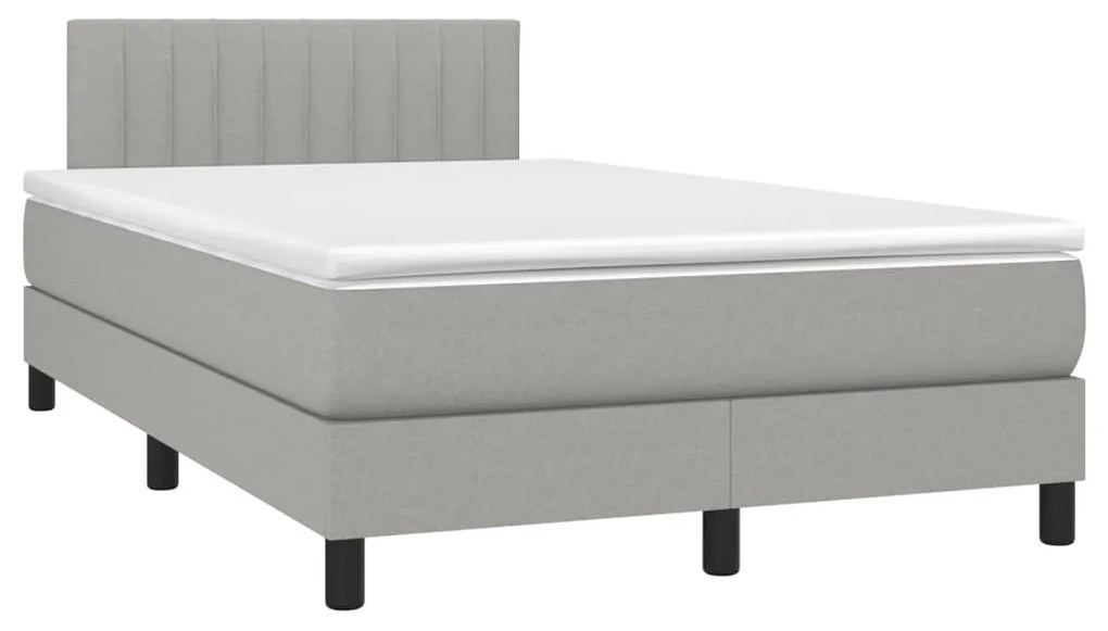 Letto a Molle Materasso e LED Grigio Chiaro 120x190 cm Tessuto