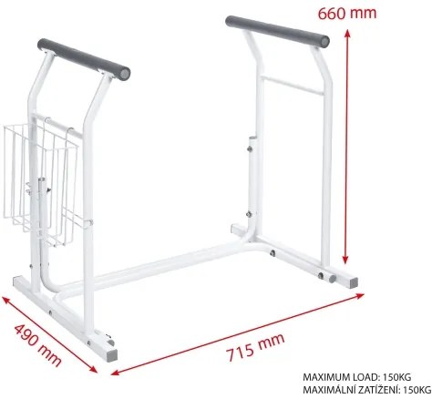 Ridder - Maniglioni di sostegno mobili per WC 66x71,5 cm, bianchi