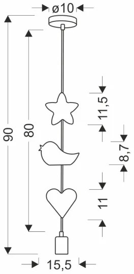 Lampadario sospeso per bambini con cavo TRIO 1xE27/20W/230V rosa/bianco