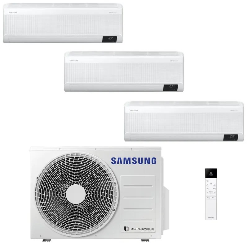 Condizionatore a muro multisplit SAMSUNG Trialsplit 4kW WindFree Elite 9+9+12 18000 BTU classe raffreddamento A++