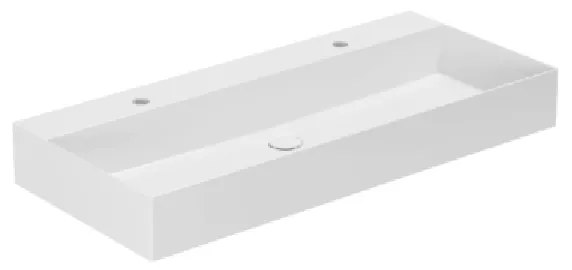 Lavabo D'Appoggio/Sospeso Con Foro 102x45 Cm Azzurra Ceramica "Elegance Squared" Bianco Lucido