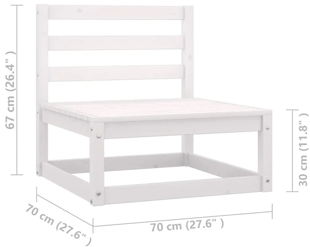 Set Salotto da Giardino 6 pz Bianco in Legno Massello di Pino