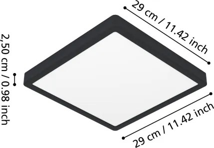 Eglo 901331 - Plafoniera LED per bagno FUEVA LED/13W/230V 29x29 cm IP44 nero