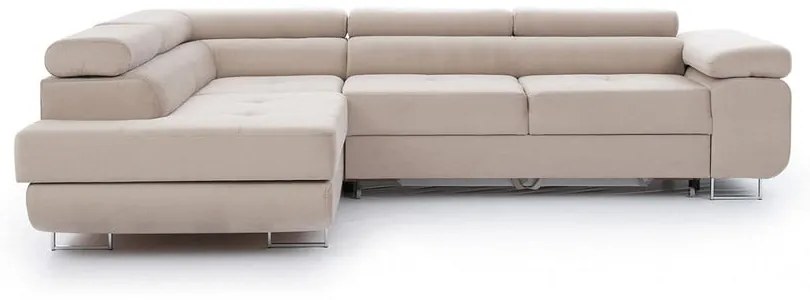 Divano angolare beige allungabile/con contenitore (con penisola a sinistra/a L) Anton – ELTAP