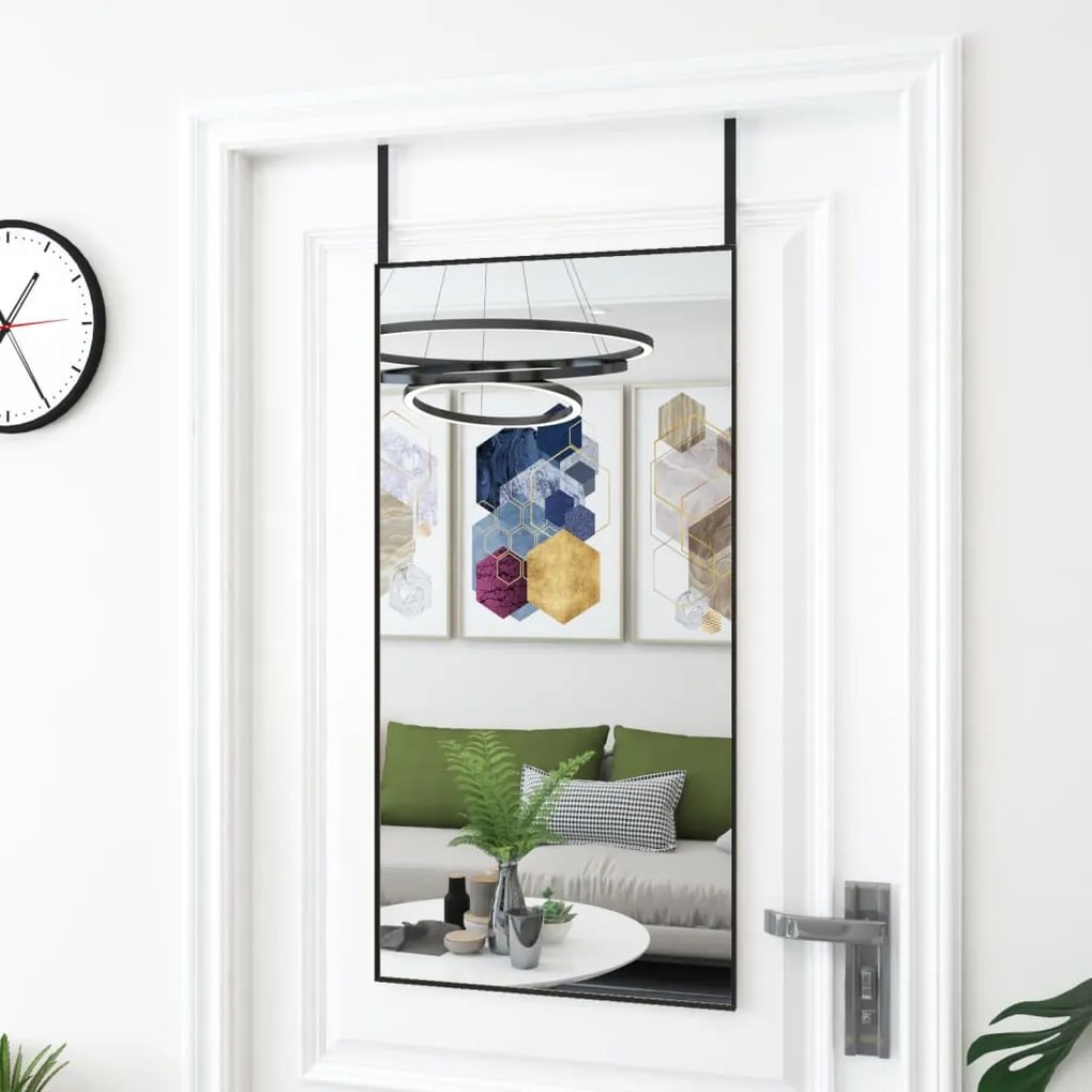 Specchio da Porta in Vetro e Alluminio disponibile in varie dimensioni, 50 x 100 cm / Nero