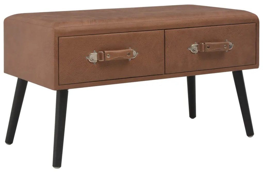 Tavolino Da Salotto Marrone Scuro 80x40x46 Cm İn Similpelle /
