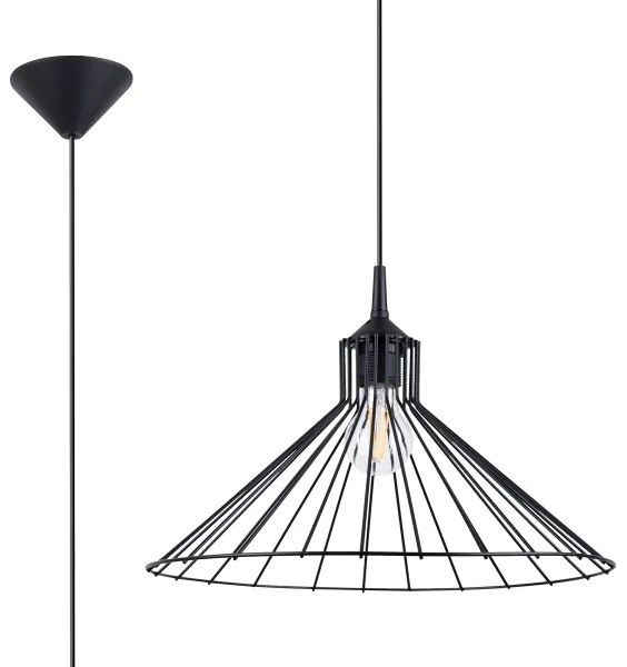 Sollux SL.1186 - Lampadario a sospensione con filo EDA 1xE27/15W/230V nero