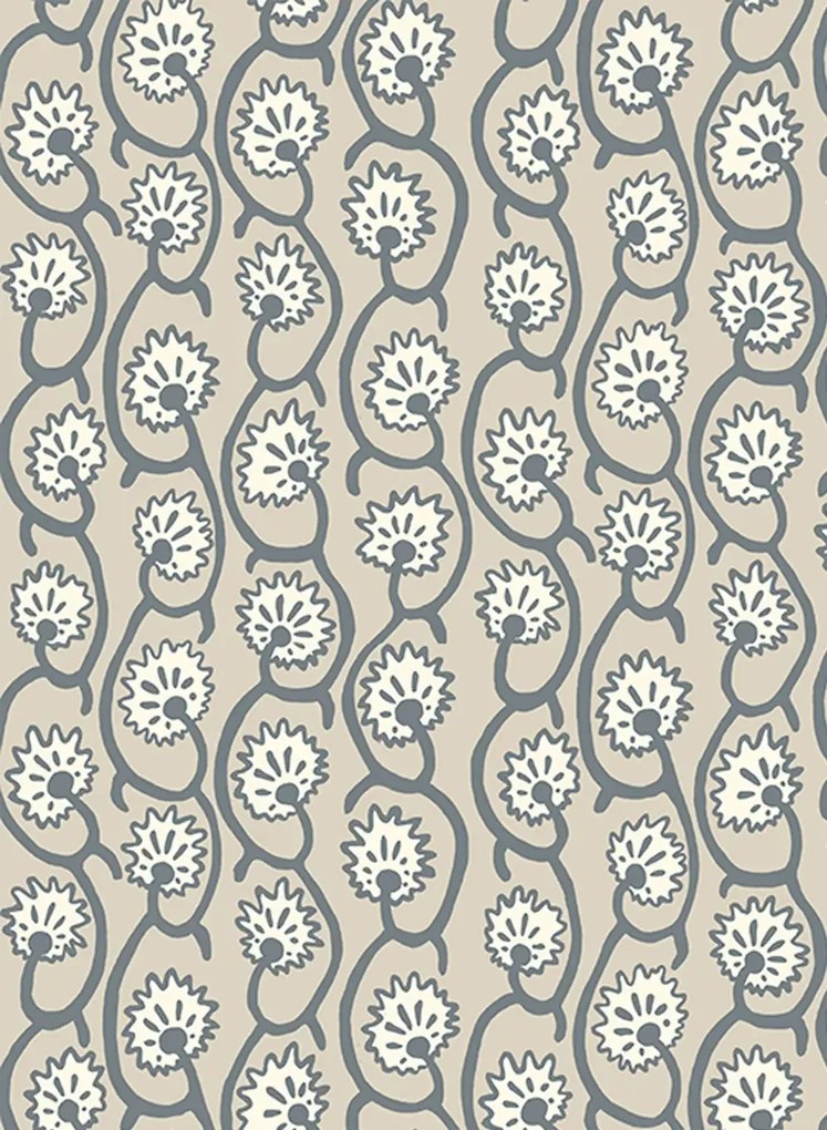 Josephine Munsey Carta da parati Geranium Stripe - Bude Blue/ Clarke White/ Edge Sand
