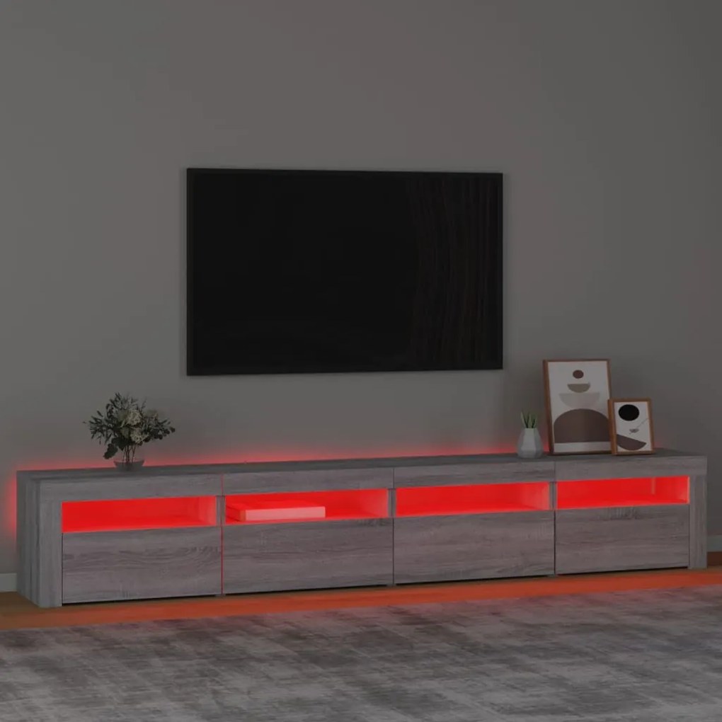 Mobile porta tv con luci led grigio sonoma 240x35x40 cm