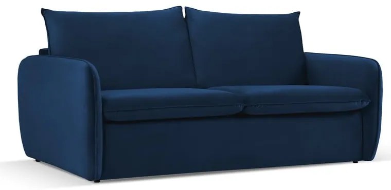 Divano letto in velluto blu scuro 214 cm Vienna - Cosmopolitan Design