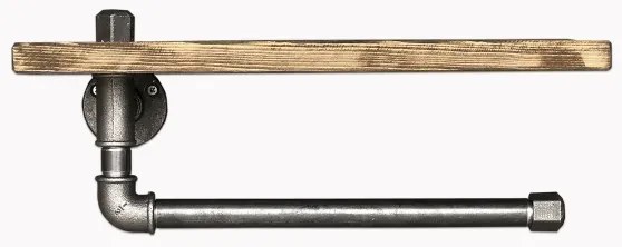 Mensola da parete con porta asciugamani BORURAF 16x40 cm abete/nero