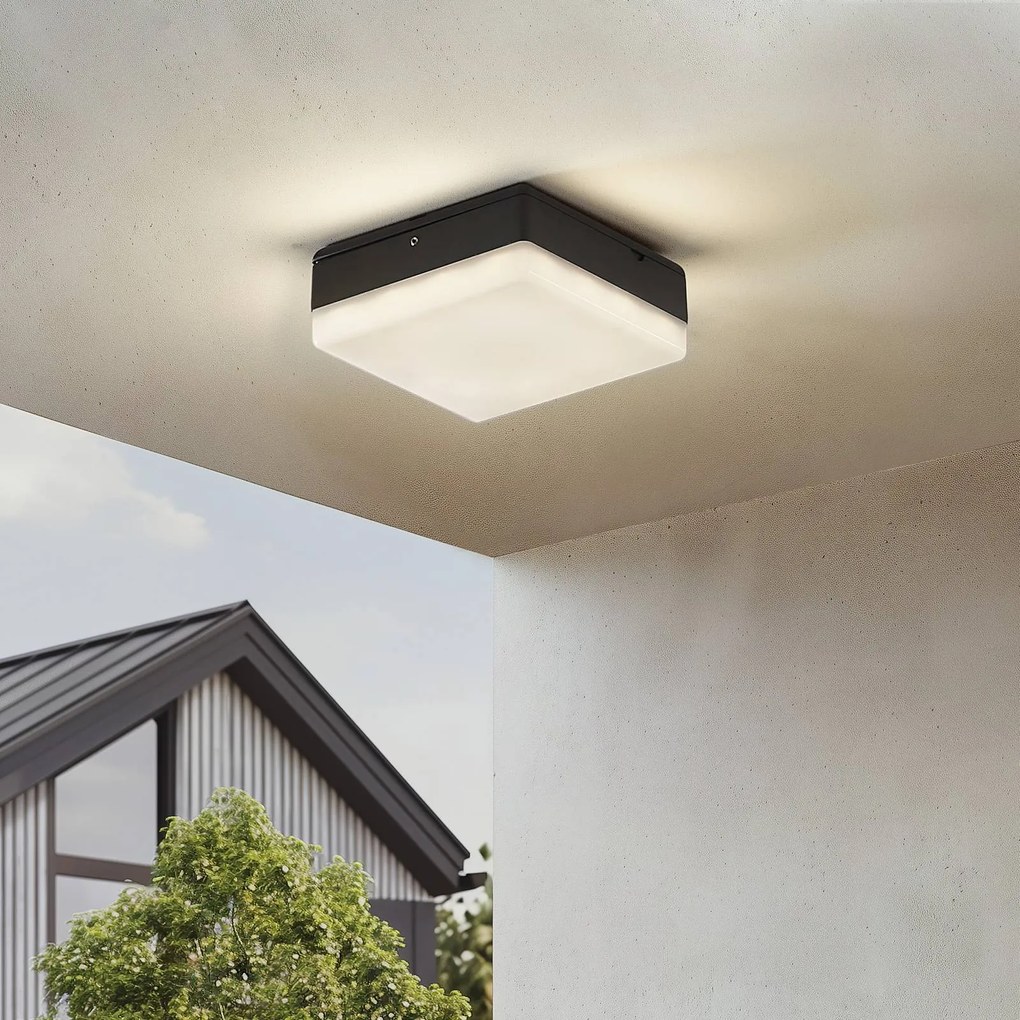Lucande Plafoniera LED Thilo, 16 cm, antracite, sensore, IP54