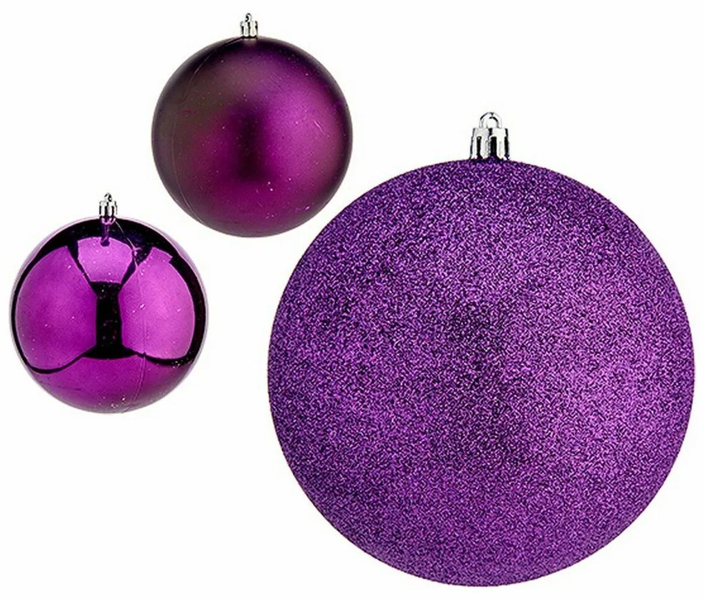 Set di palline di Natale Viola Plastica Ø 12 cm (6 Unità)