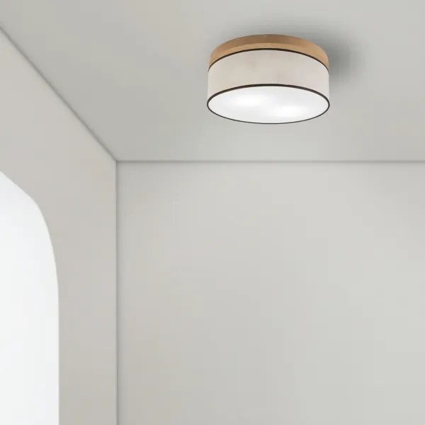 Brilagi - LED Plafoniera BELLADONNA 2xE27/15W/230V diametro 40 cm color crema/quercia