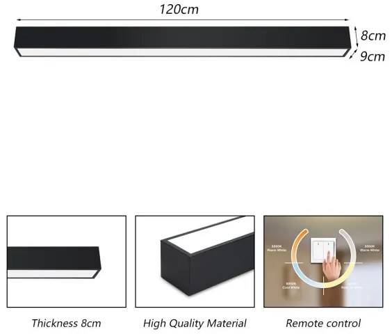 Immax NEO 07256L - Luce LED dimmerabile LUNGO 38W/230V Wi-Fi Tuya nero + +TC