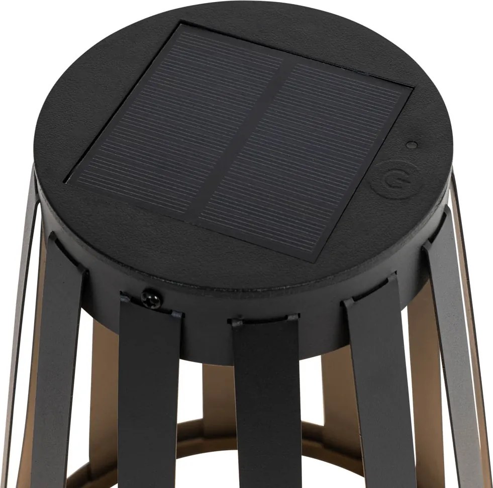 Lampada da tavolo da esterno nera con LED dimmerabile a 3 livelli, solare e ricaricabile - Penny