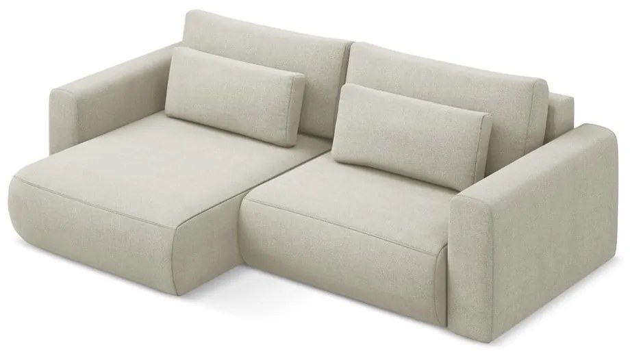 Divano angolare beige allungabile/con contenitore (con penisola a sinistra/con chaise lounge) Kapua – Makamii