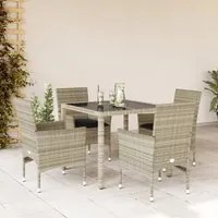 Set Pranzo da Giardino 5pz con Cuscini Polyrattan e Vetro 3278574