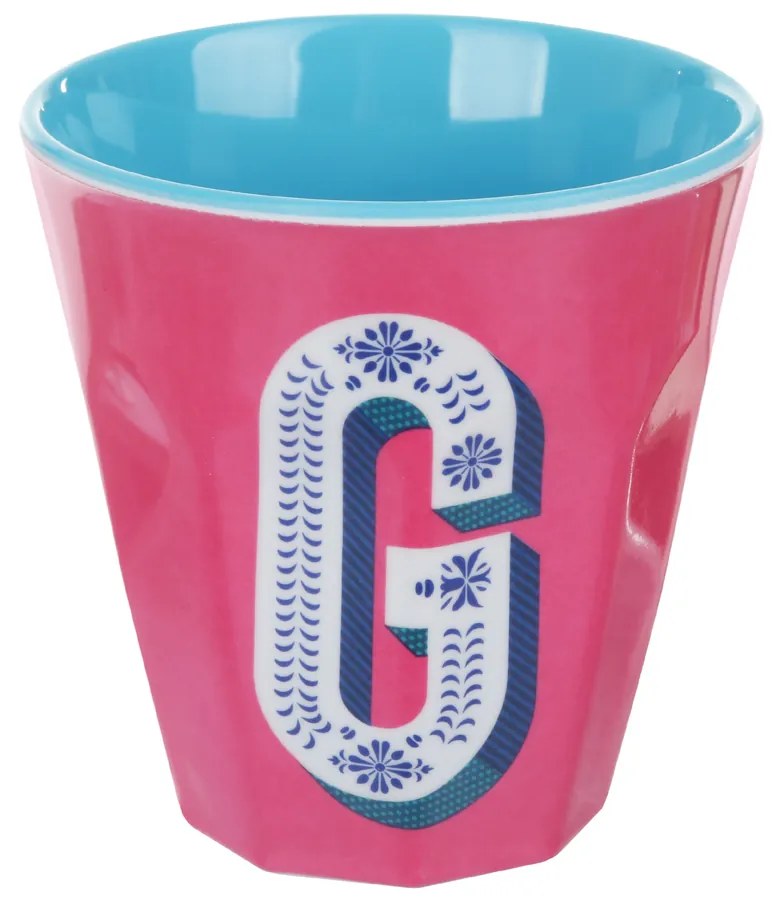 Bicchiere melammina fucsia lettera G 280 ml Maiolika