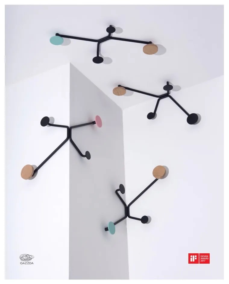 Appendiabiti da parete angolare nero Hook - Gazzda
