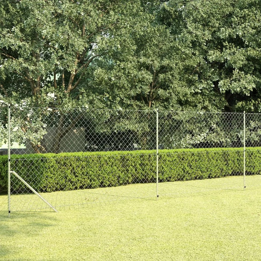 Recinzione İn Rete Con Pali İn Acciaio Zincato 15x1,5 M Argento /