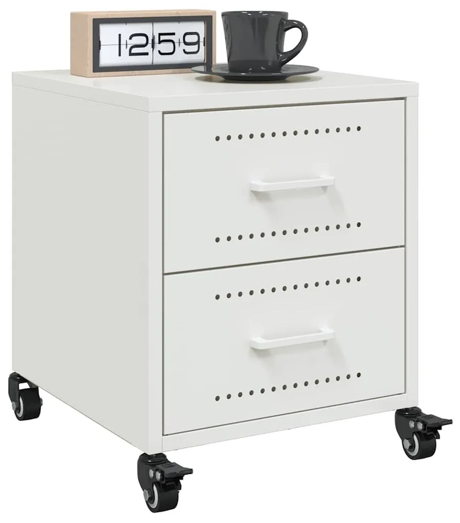 Comodini 2 Pz Bianchi 36x39x43,5 Cm İn Acciaio /