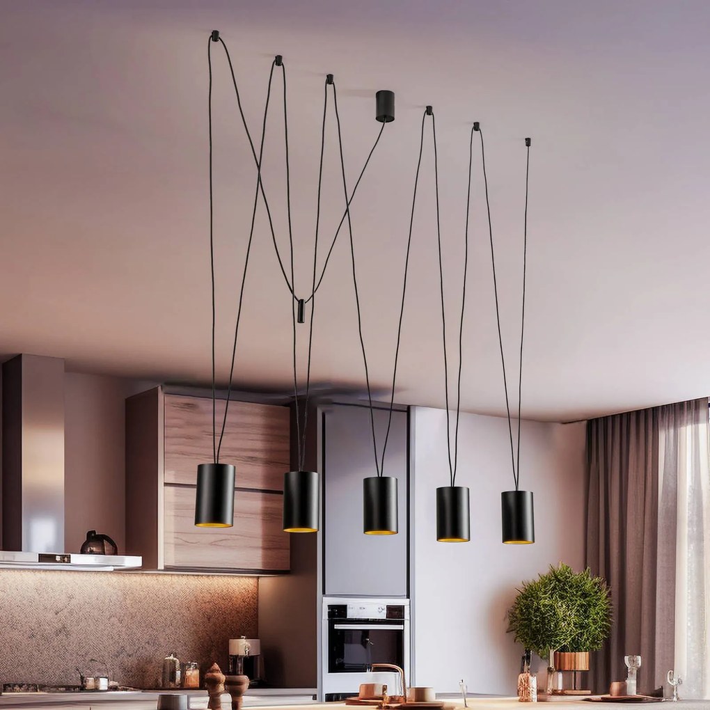 Nowodvorski Lighting Lampada a sospensione More Tone, nero/oro, 5 luci