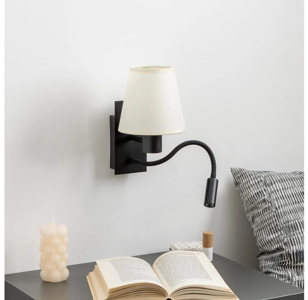 Brilagi - Applique a LED NUBILA 1xE27/25W/230V + LED/3W nero/color crema