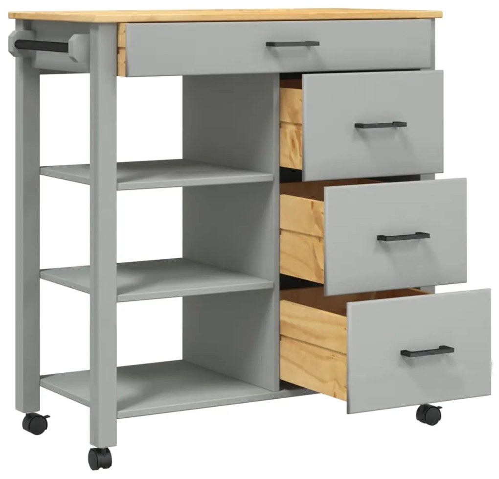 Carrello da cucina monza 84x40x90 cm in legno massello di pino
