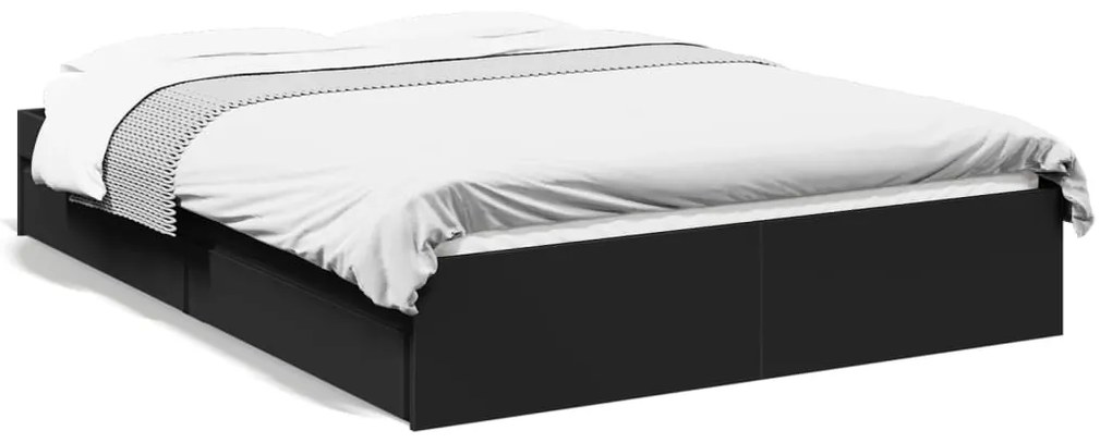 Giroletto Con Cassetti Nero 120x190 Cm İn Legno Multistrato /
