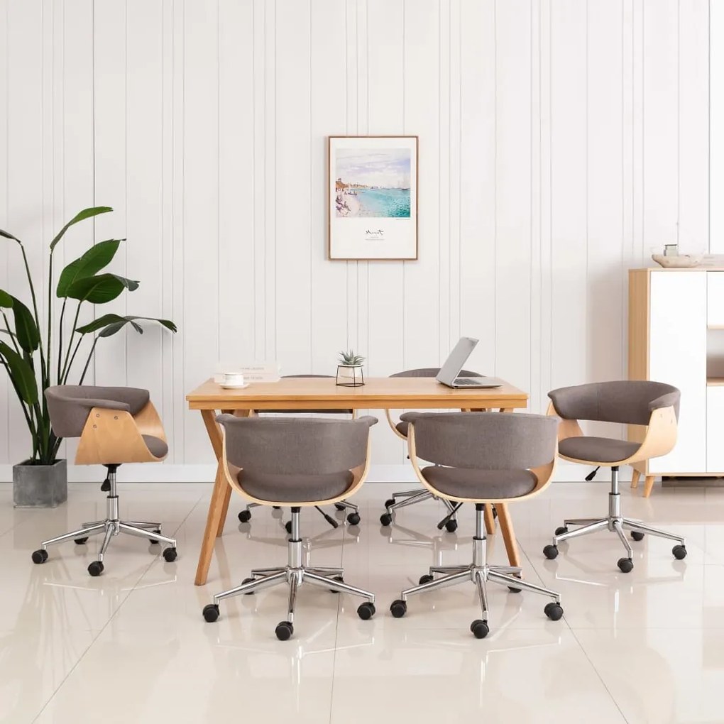 Sedie Da Pranzo Girevoli 6 Pz Tortora İn Tessuto /