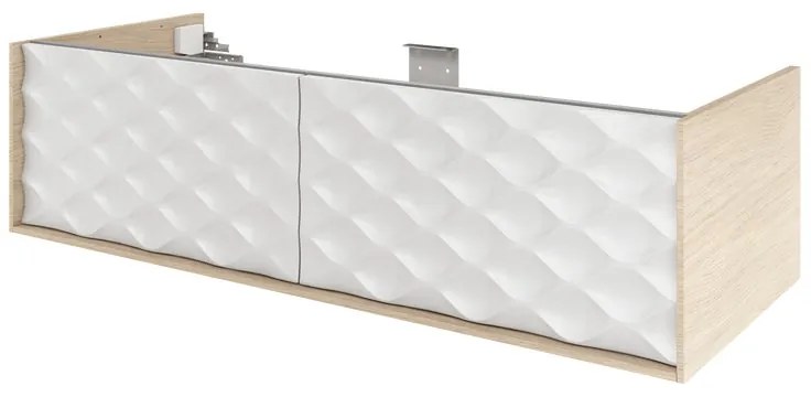 Mobile da bagno sospeso sotto lavabo L 120 x H 32 x P 48 cm bianco e rovere laccato lucido, 2 cassetti SENSEA Neo Frame