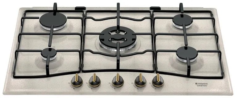 Piano cottura 5 fuochi L 75 cm PCN 750 T (AV) R/HA HOTPOINT beige avena griglie in acciaio smaltato