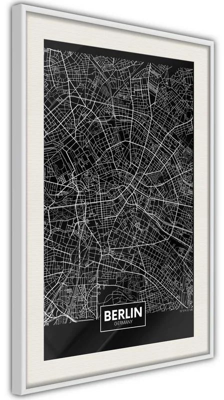 Poster  City Map: Berlin (Dark)  Cornice Quadri Cornice d'oro con passe-partout, Larghezza x Altezza Home decor 20x30