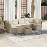 Set Divano da Giardino 8 pz con Cuscini Beige in Polyrattan 3217438