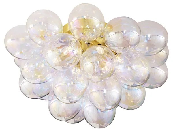 Lampada da soffitto di design in ottone con vetro arcobaleno 6 luci - Uvas