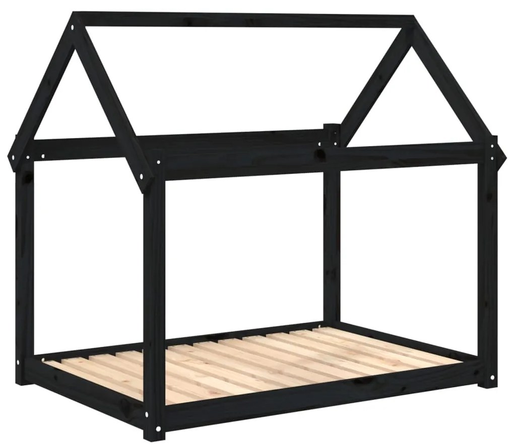 Cuccia per cani nera 111x80x100 cm in legno massello di pino