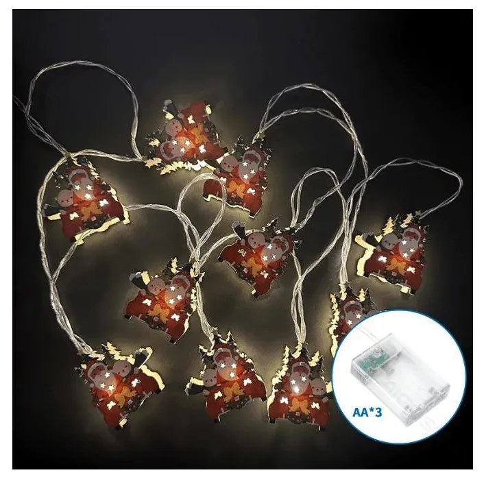 Aigostar - Catena luminosa LED natalizia 10xLED/3xAA 1,5m, luce bianca calda con decorazioni a forma di slitta