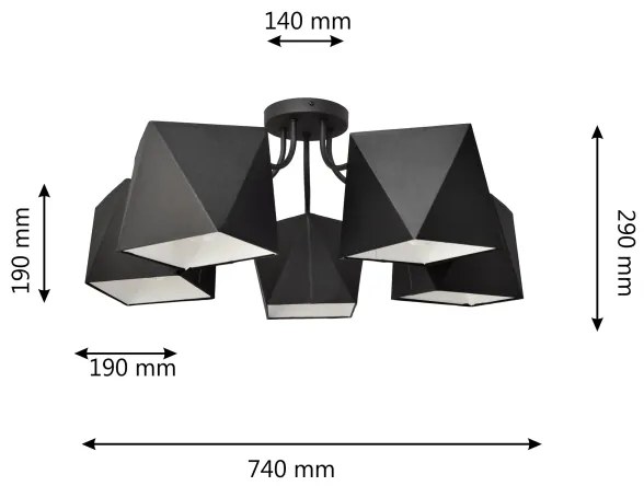 Lampadario ADAMANT 5xE27/15W/230V nero