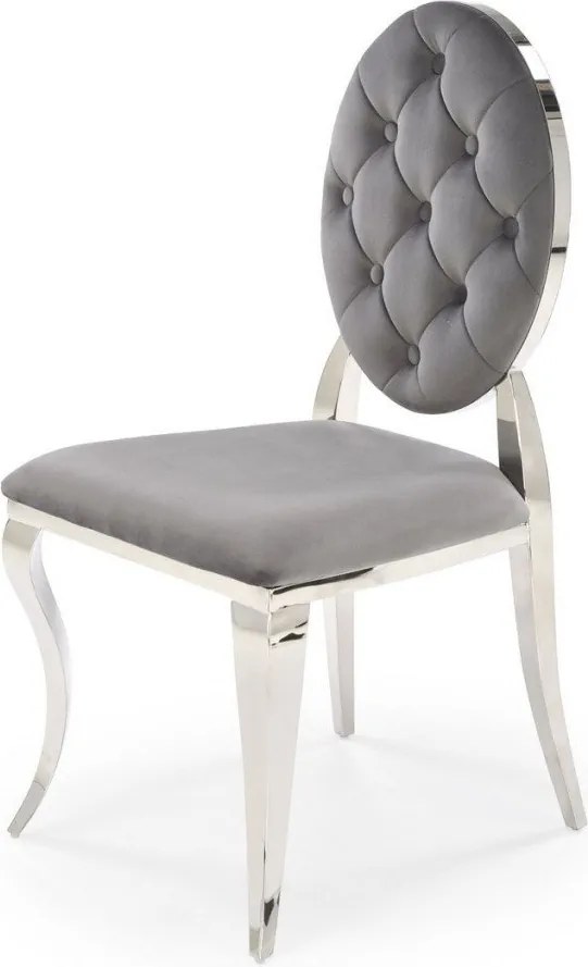 Sedia K555 velluto grigio velluto Blu14/argento
