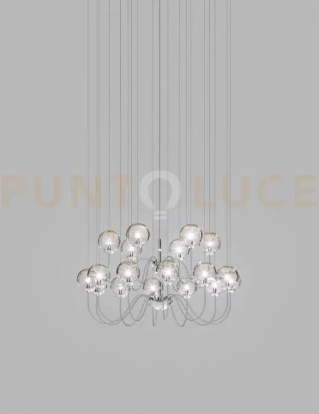 Puppet sospensione 18p fume' trasparente cromo lucido 18 luci attac...